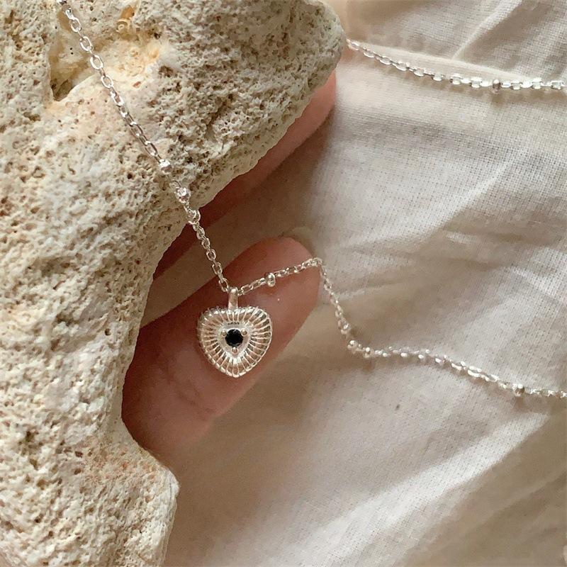 

Love Color Zircon Necklace s Sterling Silver Non-Fading Clavicle Chain Versatile Necklace