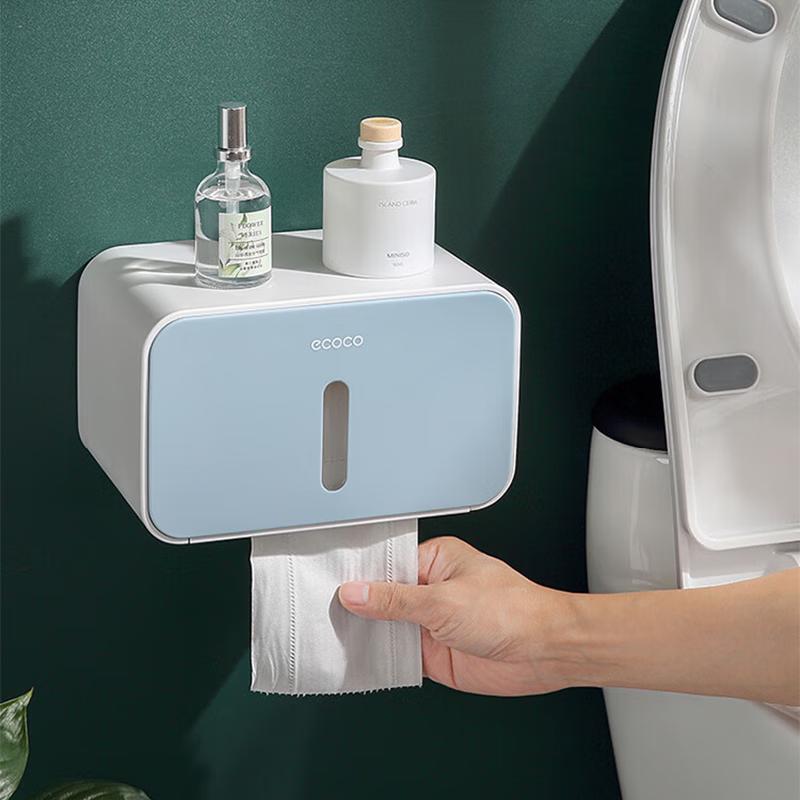 Yikeke Punch-Free Waterproof Bathroom Tissue Holder with Storage синий