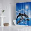 Ocean Underwater World Shower Curtains Set Dolphin Animal Cheerful Marine Life Scenery Polyester Fabric for Kids Bathroom Decor