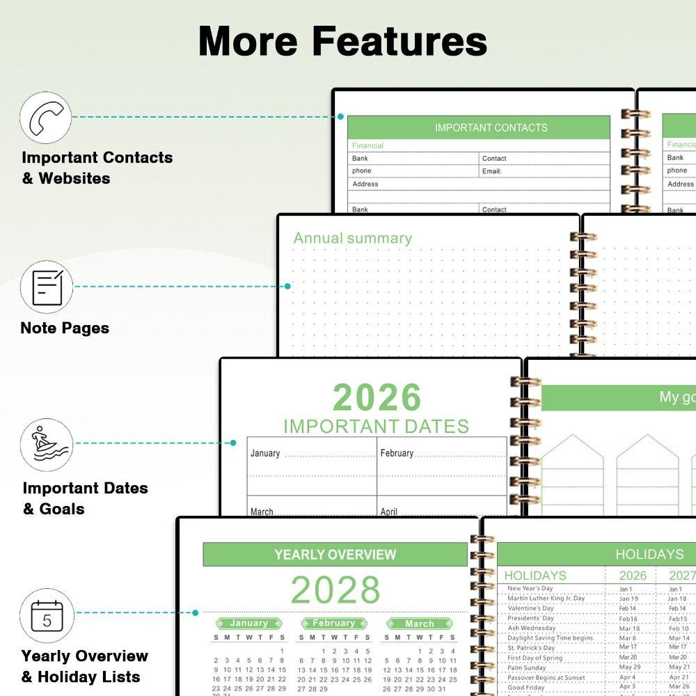 2026-2028 Calendar Book Smooth Writing Agenda Calendar 3 Years Monthly Planner  Academic Year