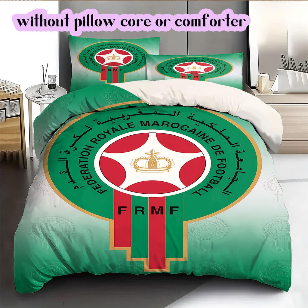 Morocco National Football Team Pattern Bedding,Quilt Set Quilt Cover Pillowcase Home Birthday Gift (1*duvet Cover+2*pillowcase,without Core)