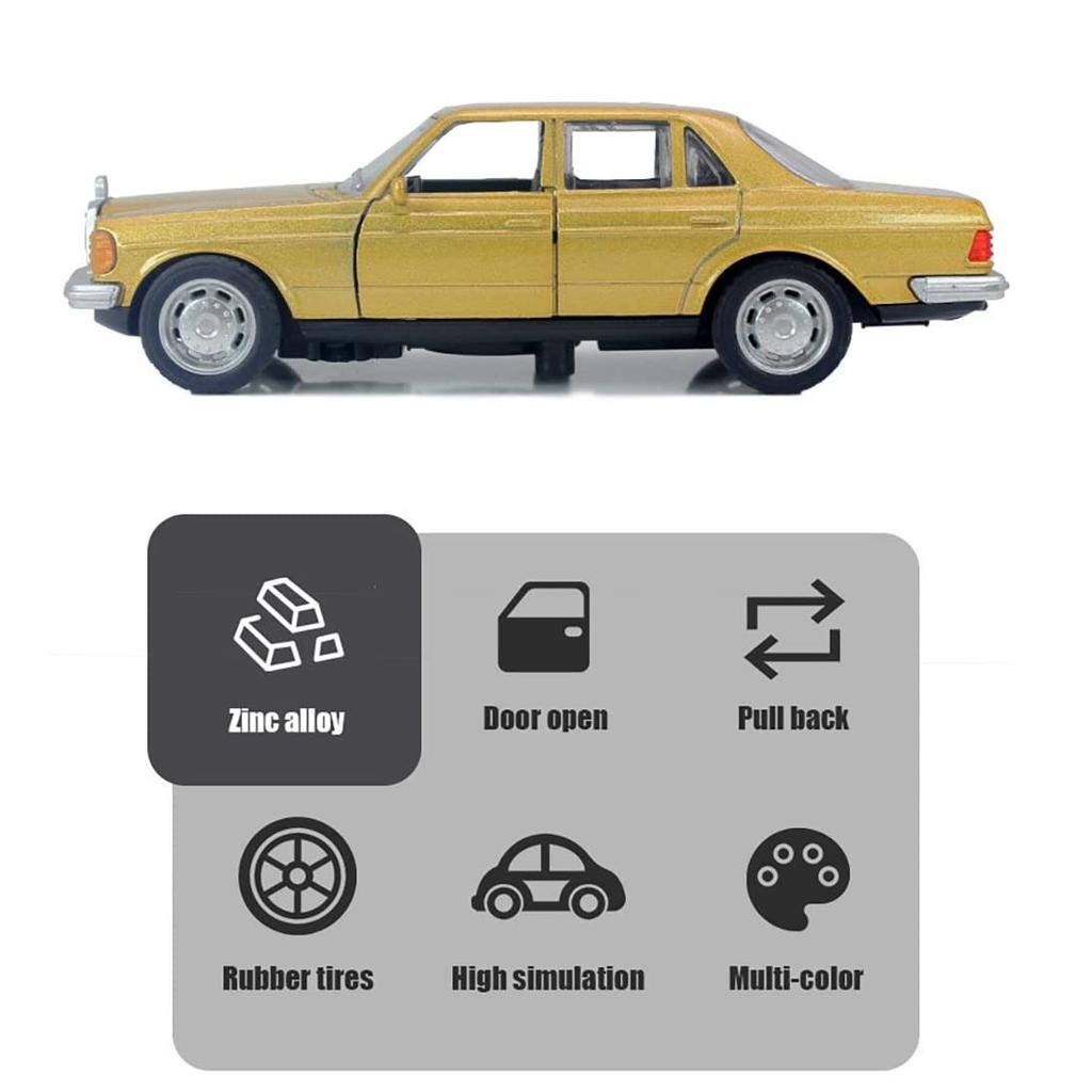 1/36 Scale Die-Cast Benz 1981 Model 280E with Openable Doors & Pull Back Action