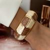 Geometric Striped Vintage Coffee Brown Enamel Wide Cuff Bracelet Open Bracelet  Daily Party