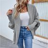 Autumn Winter Vintage Loose Long Sleeve Top Solid Color Cardigan Knitwear V-Neck Sweater