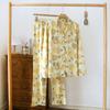 Spring and Summer  New Women's Pajamas Set Cotton Silk Gongsatin High End Large Flower Home Furnishing Long Sleeve Pants