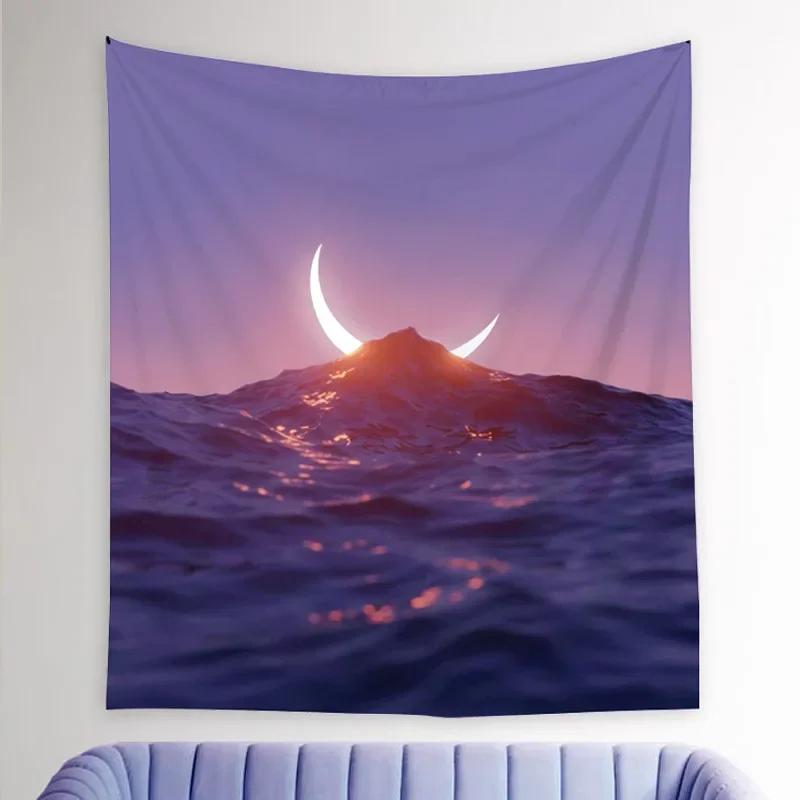 

VIKAMA Dreamy PurplePink Cat Gazing At The Moon Tapestry InstagramInspired Niche Art Tapestry Bedroom Living Room Wall Decor 74x94cm(29x37in)