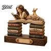 Bookish Gifts for Women Wooden Reading Girl Figurine Book Lovers, Personalized Desktop Bookshelf Decor with Ornaments Stacked Design Home Library