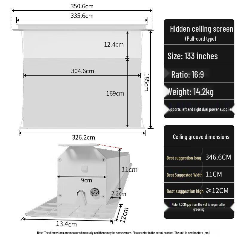 IN&VI 133-inch 16:9 In-Ceiling Motorized ALR Projection Screen