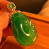 Full Green Yang Green Natural Agate Green Chalcedony Pendant Female Opening Slightly Inlaid, Real Shot Fidelity