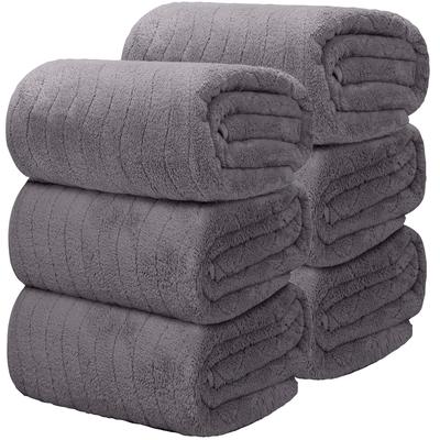Bath Towels Dark Soft To the for Beauty Commercial Durable After Bath Products [HOSUR 6-piece Set, Gray] Fluffy, Large, Absorbent, Quick-drying,