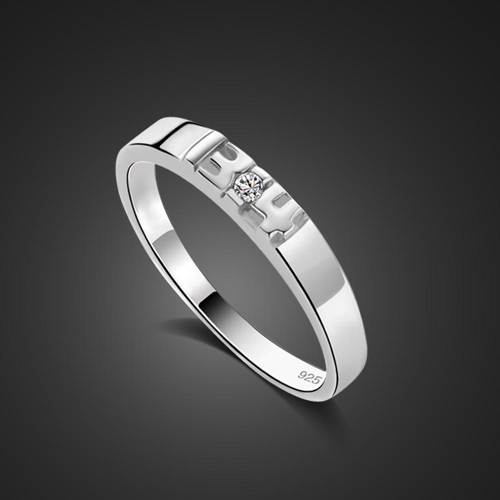 

S925 Silver Platinum Plated Couple Ring Male And Female 520 1314 Pair Ring Simple Internet Celebrity Jewelry 5