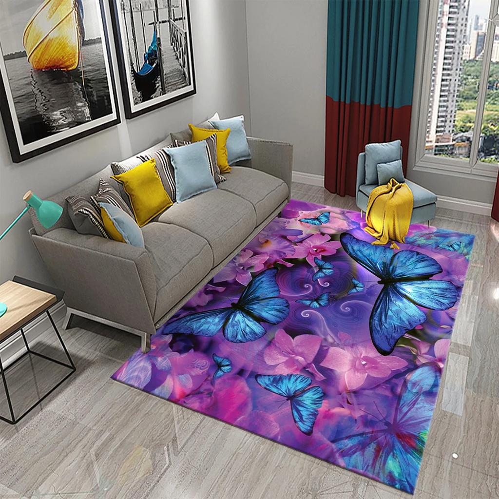 3D bunte Schmetterling Teppich Schlafzimmer Eingang Tür Dekor Matte Innenteppiche Wohnzimmer Fußmatten Badezimmer rutschfeste Teppiche