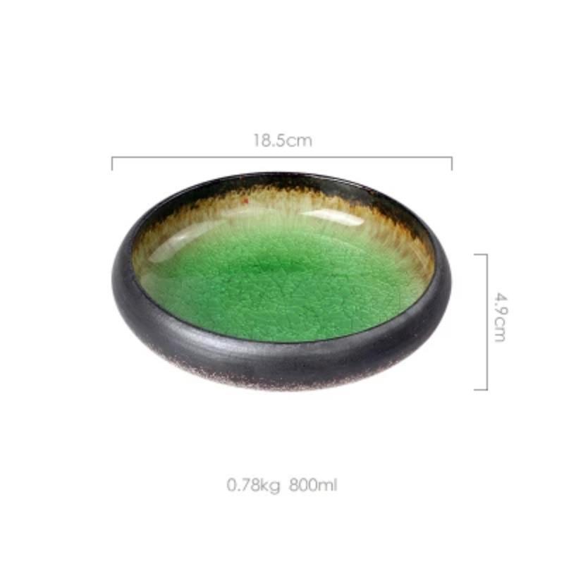 1Pcs Creative Kiln Ice Split Glaze Ceramic Plate Japanese Sushi Sashimi Plate Dish Salad Plate