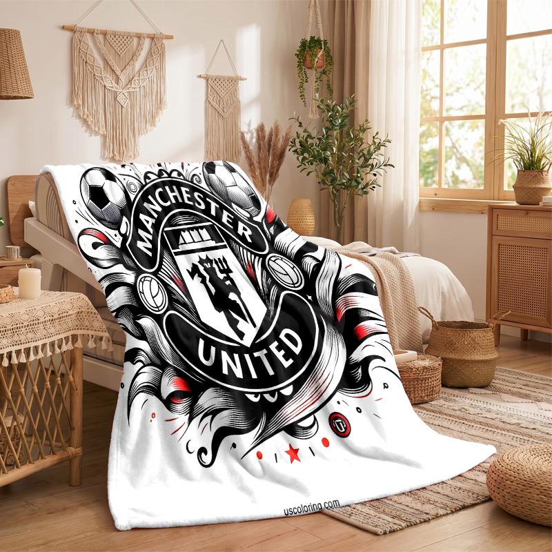 Manchester United Print Flannel Blanket Soft Warm Sofa Bed Throw Blanket For Home Office Bedroom