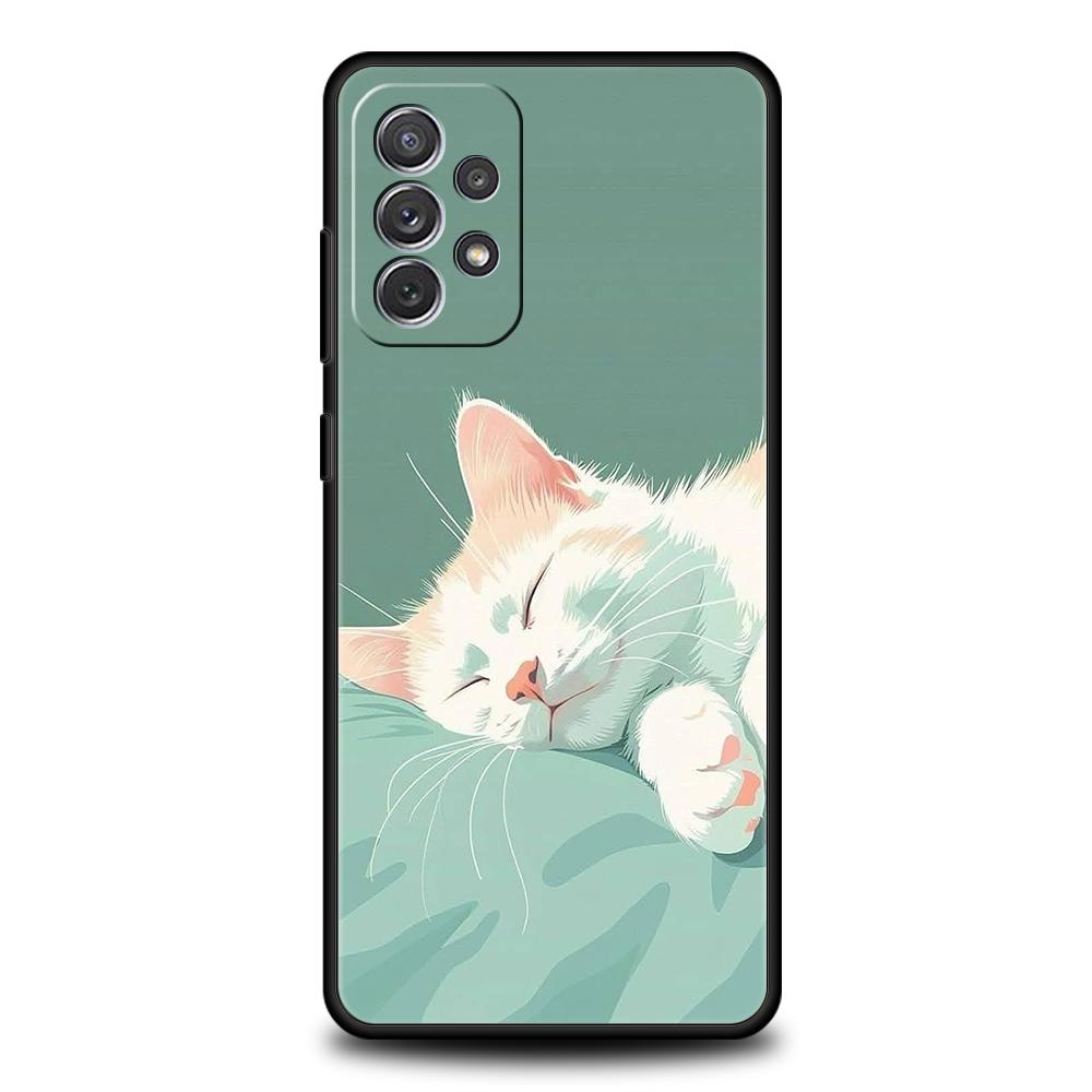 

Чехол для телефона Samsung Galaxy A55 A53 A52 A52S A51 A41 A35 A32 A25 A23 A15 A13 A71 A72 5G Мягкий ТПУ Чехол Мультяшный Кот Fundas Сумки Samsung A32 5G