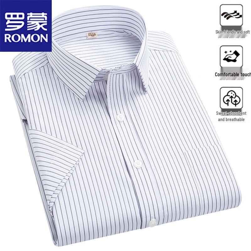 ROMON Men s Summer Short-Sleeve Casual Shirt 40