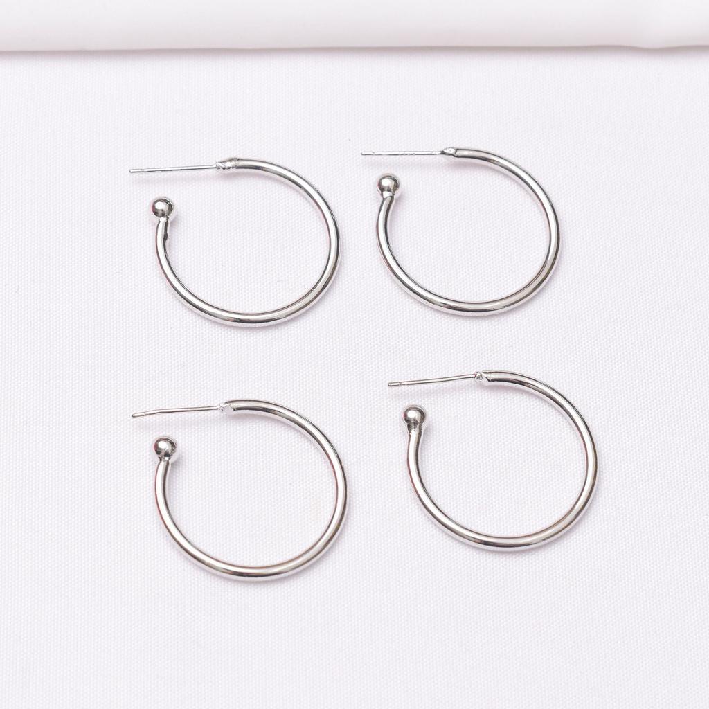 10pcs Color-Preserving 14K Gold-Wrapped C-Shaped 925 Sterling Silver Needle Fashion Spherical Semi-Round Diy Jewelry Accessories