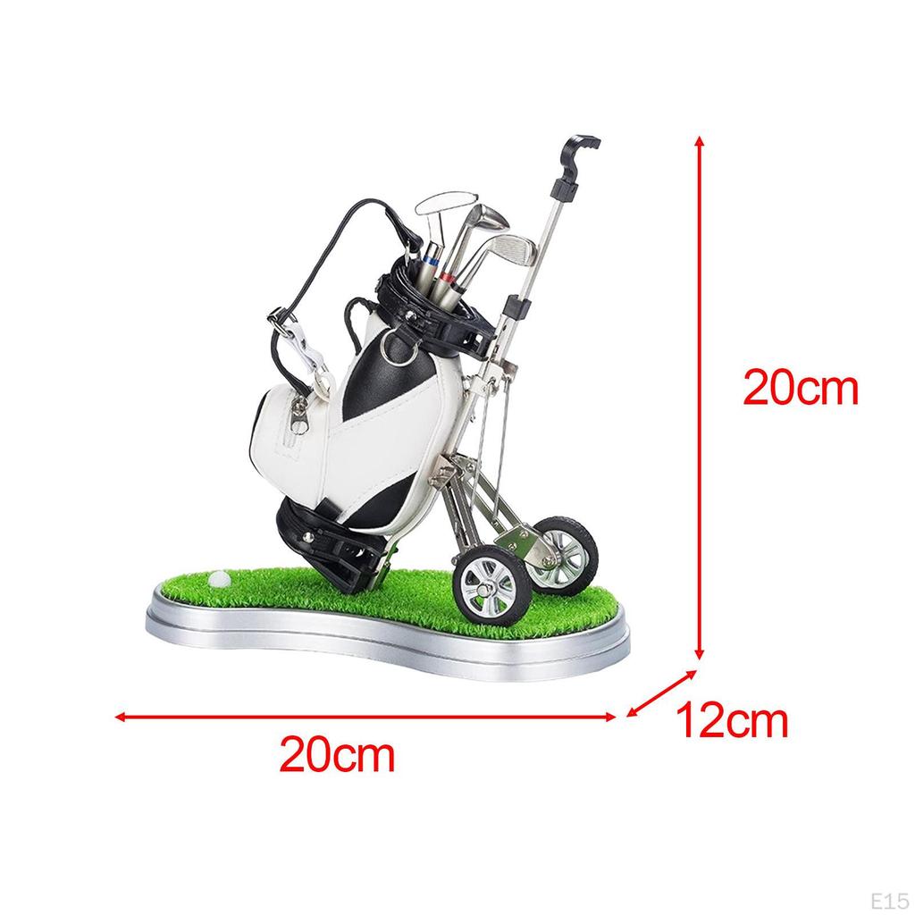 Golf Bag Miniature Pen Holder Souvenir 20x12x20cm Decorative Desk Toy for Home Office Book