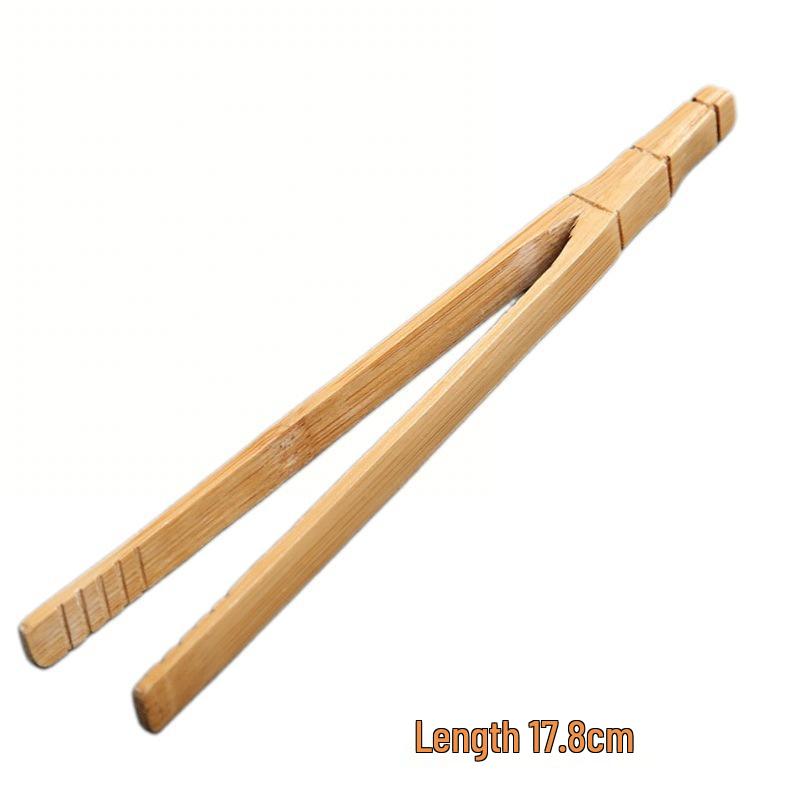 High-Temp Resistant Bamboo Tea Tongs - Portable Travel Tea Set Tweezers & Anti-Scald Cup Clips