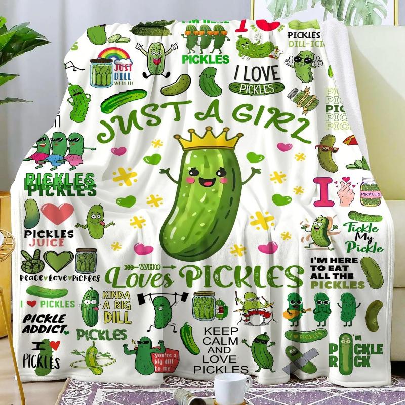Pickle Blanket Soft Cozy Flannel Throw Blankets for Bedding Decor Couch Warm Gifts for Pickles Lover Girls Women Kids Adults