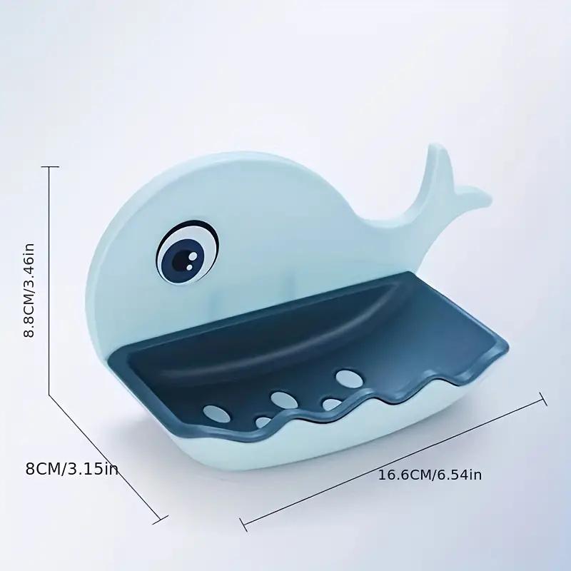 1pc Cute Whale Shaped Soap Box, Removable, Washable, Drainable Soap Rack, Bathroom Organizer, Wall Mount Decorative Soap Holder