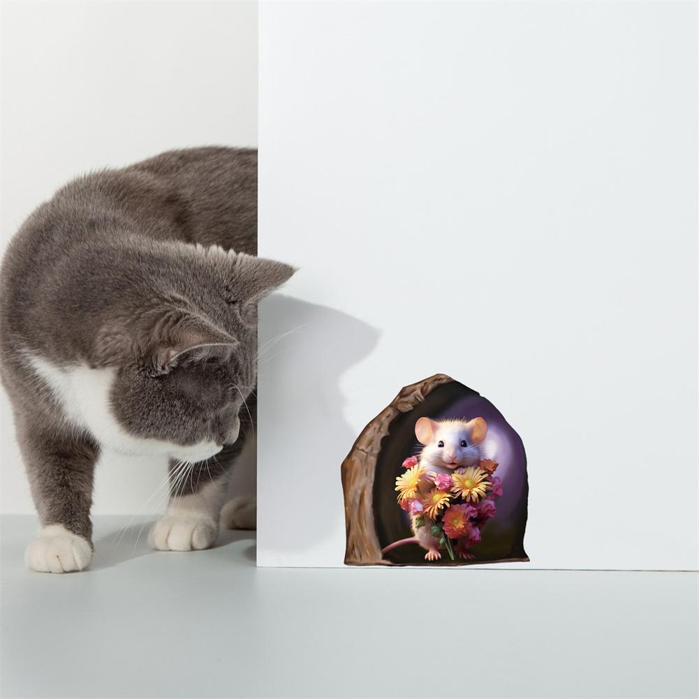 DIY Cartoon Funny Mouse Hole Wall Stickers Home Decoration Cute Animal Waterproof Decals Kid Bedroom Living Room Wallpaper Decor