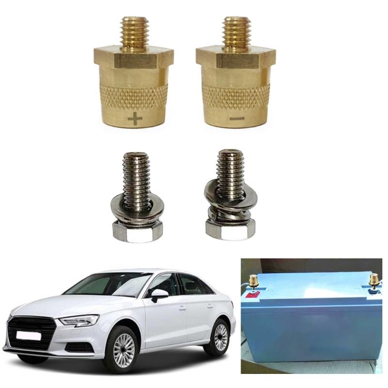Car Battery Terminal Pair with 6/8mm Thread Durable Brass BatteryPole Adapter Convenient Repair Solution Simple Install