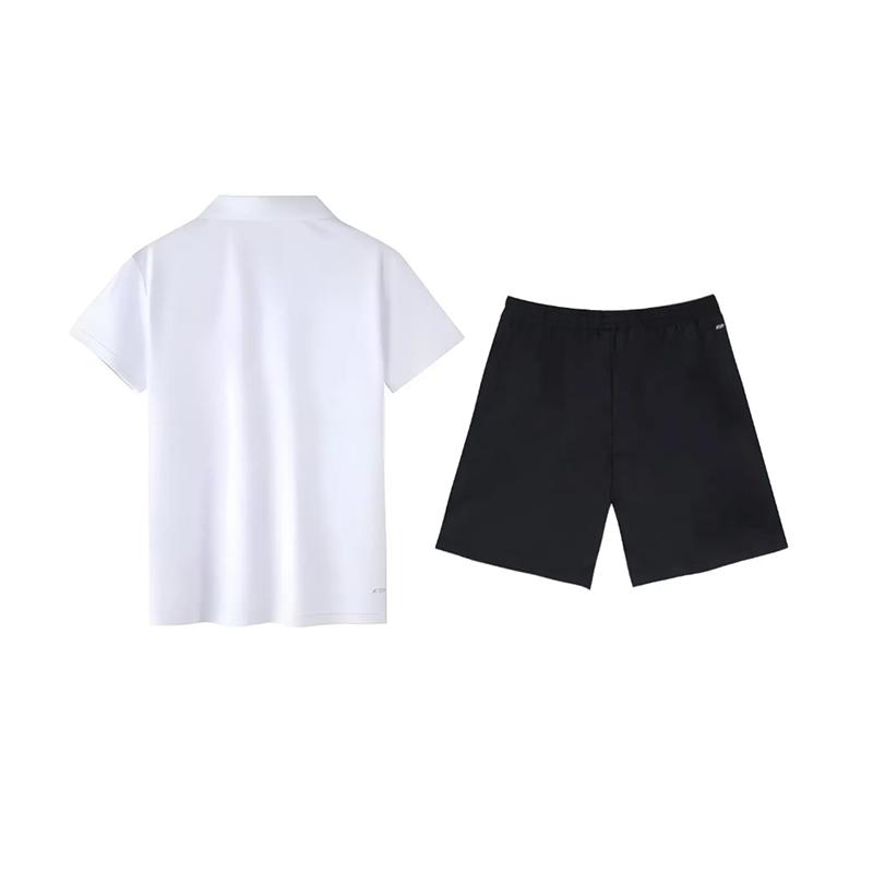 Li-Ning Plain Simple Quick-Dry Comfortable Breathable Sweat-Absorbing Versatile Short Sleeve Polo Shirt Casual Sports Suit APLV029-12+YKSV147-2