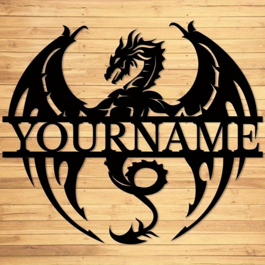 

Custom Dragon Metal Sign, Exquisite Totem Name Decor, Dominant Wall Art M чёрный