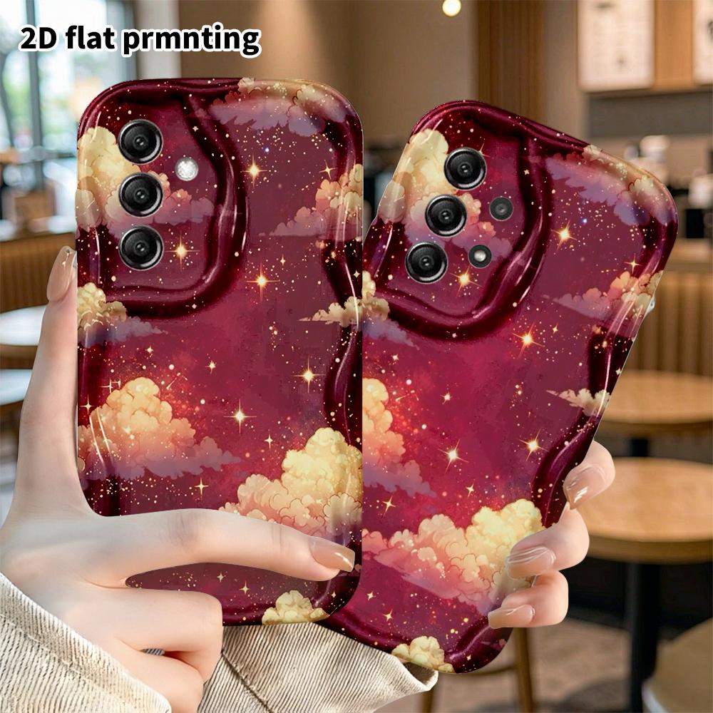 Phone Case: 2D flat, suitable for Samsung Galaxy A34 A35 M05 M06 S20 S22 S21 FE Plus 5G protective cases, golden starry sky clouds, perfect Christmas
