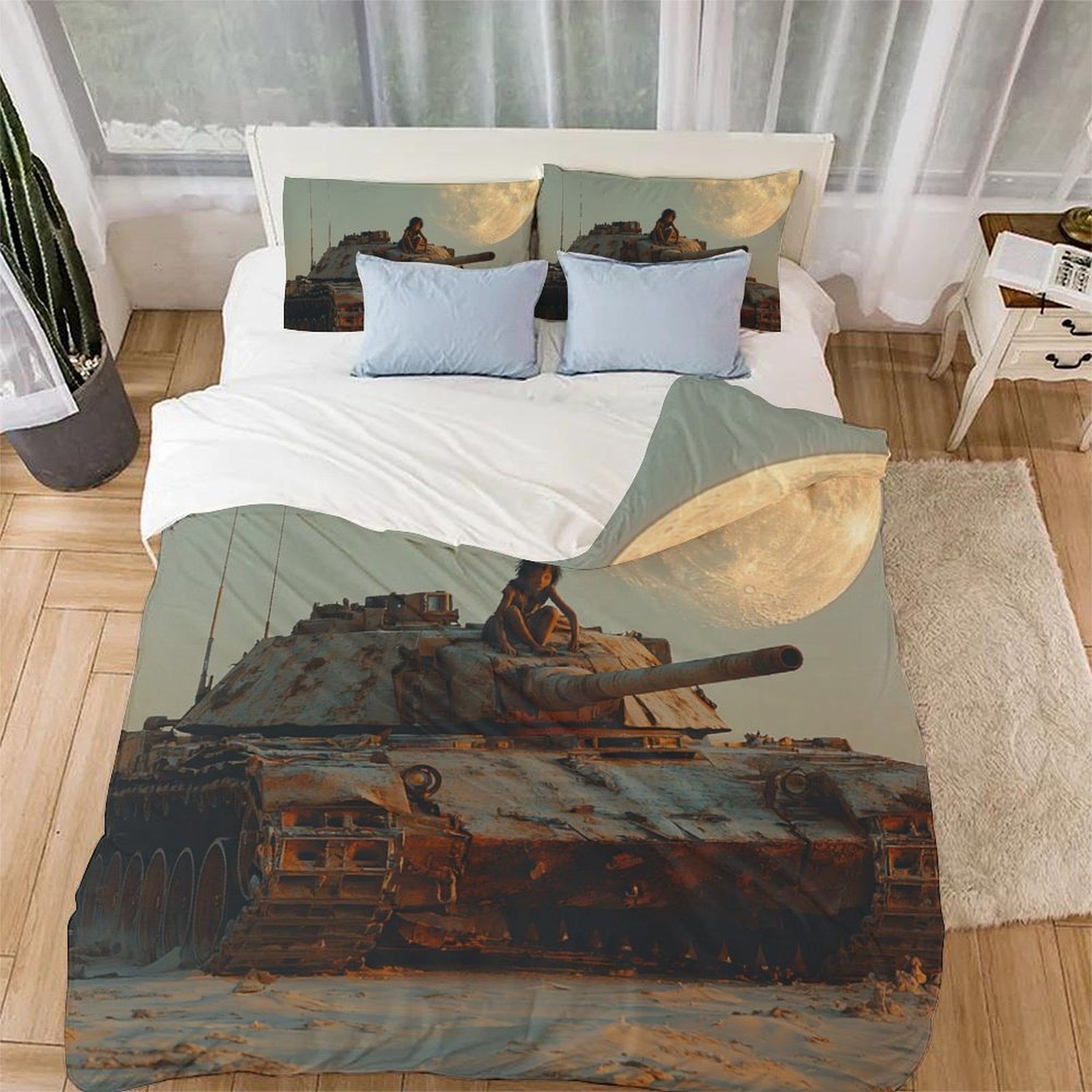 

Теплый мягкий дышащий и удобный комплект постельного белья с принтом Comforter Tank для детей мальчиков девочек и взрослых Comforter (quilt)-EU Single(135*200cm)3pcs