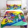 Colorful Rainbow Friends Characters Print 3Pcs Bedding Set,Duvet Cover with 2 Bedro,Pillowcase Home Birthday Gift