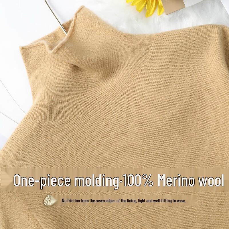 SNOWFLYING Women's 100% Wool High-Neck Pullover Sweater