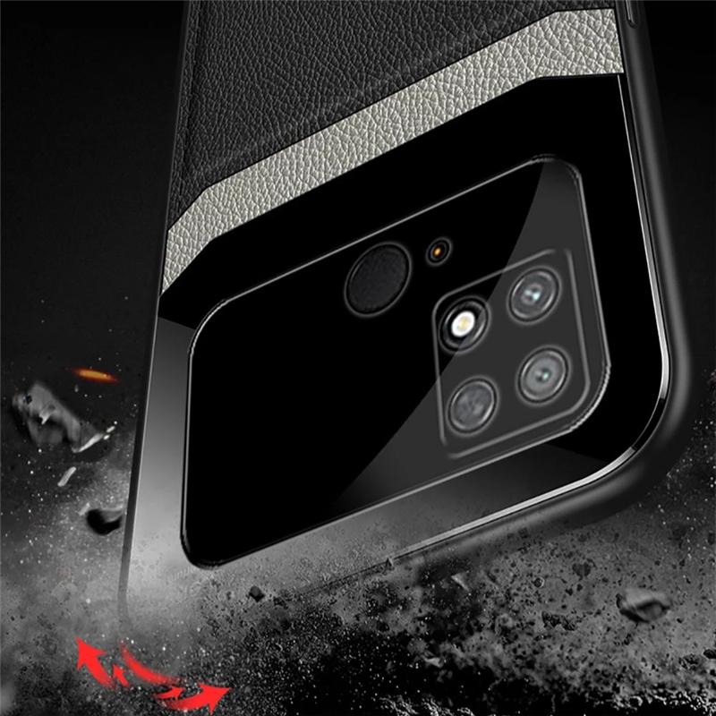 Texture Leather Mirror Glass Case For Samsung Galaxy A53 A23 A12 S22 S21 Xiaomi Redmi Note 11 A1 10C Huawei P50 iPhone 14 13 12 11 Pro Max Soft Cover