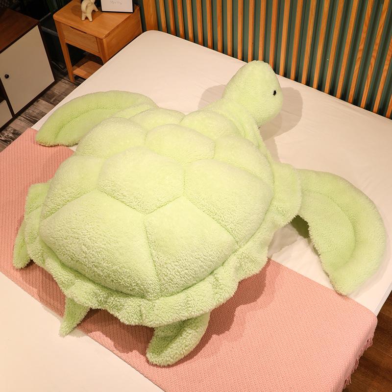 Jessica Chen Unisex Non-Toxic Giant Size Plush Turtle Pillow Soft Stuffed Animal Tortoise Sofa Cushion Lovely Hairy Gift For Christmas Birthday