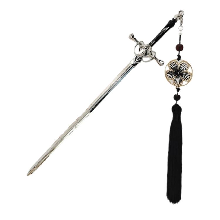Stylish Hair Clip Swords Shaped Tassels Hair Barrette Alloy Texture Hair Accessory Hairpin Present for Swords Enthusiasts