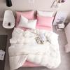 Soft Brushed Microfiber Bedding Set 4PCS Solid Color Minimalist Nordic Style Queen King Size