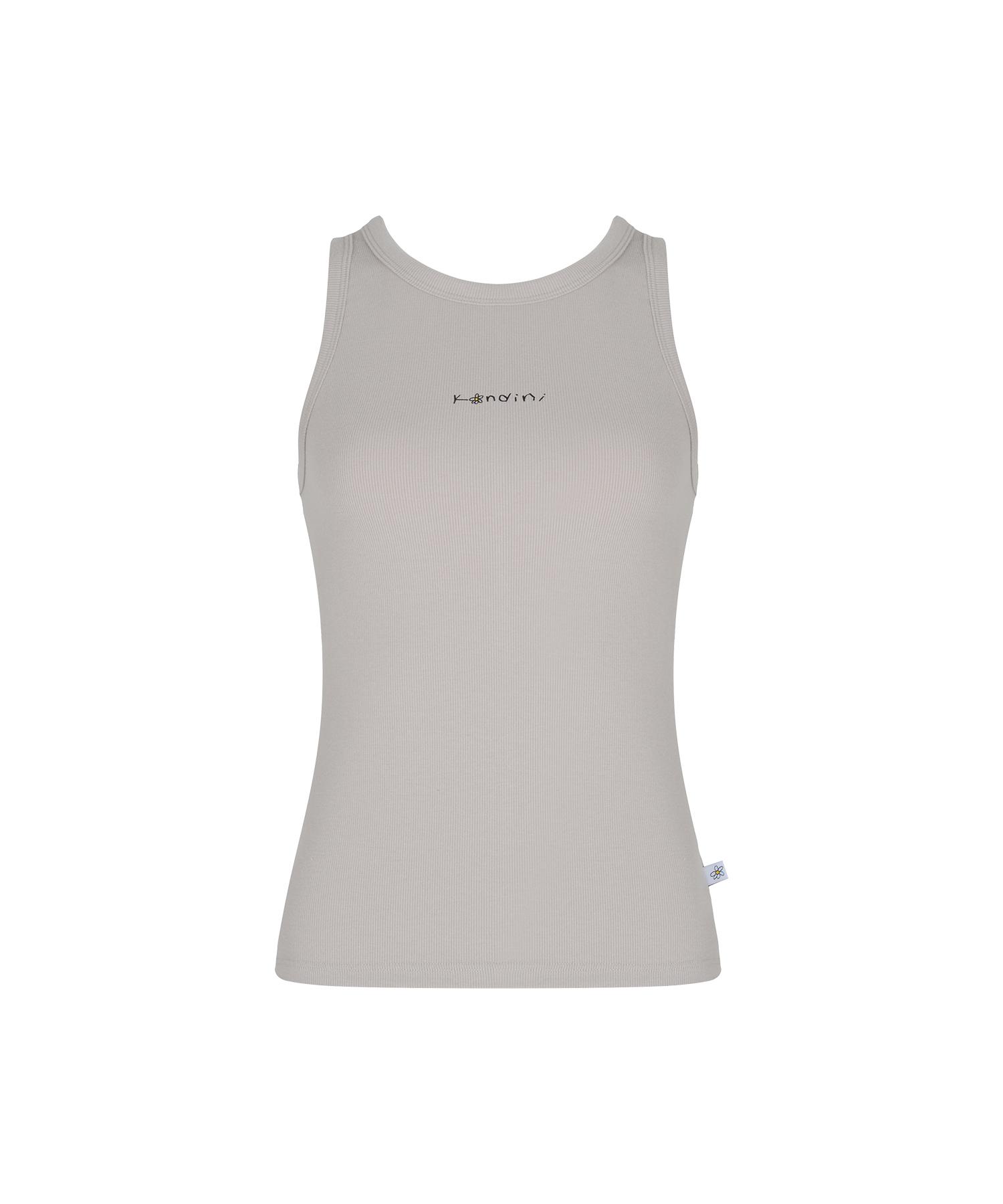 Candini Ash Beige Soft Ribbed Sleeveless T-Shirt