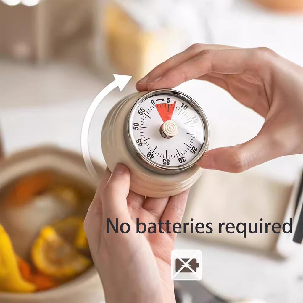 Mechaniczny minutnik kuchenny, 60-minutowy wizualny zegar odliczający, głośny magnetyczny przypominacz do zarządzania czasem podczas gotowania