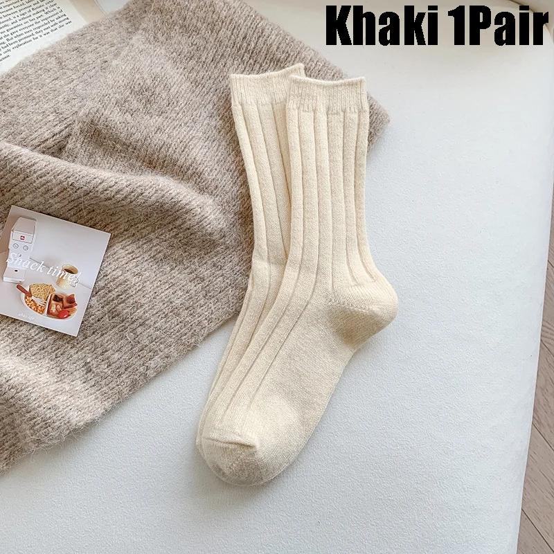 Novas meias de inverno femininas, meias de lã de caxemira, grossas, quentes, meias femininas, meias japonesas, moda harajuku, cor sólida, meias térmicas longas