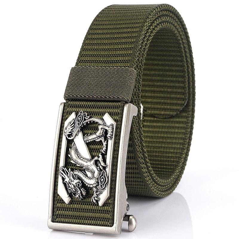 

Men s Toothless Non-porous Automatic Buckle Thick Nylon Belt Personalized Inner-wear Youth Simple Pants 120cm