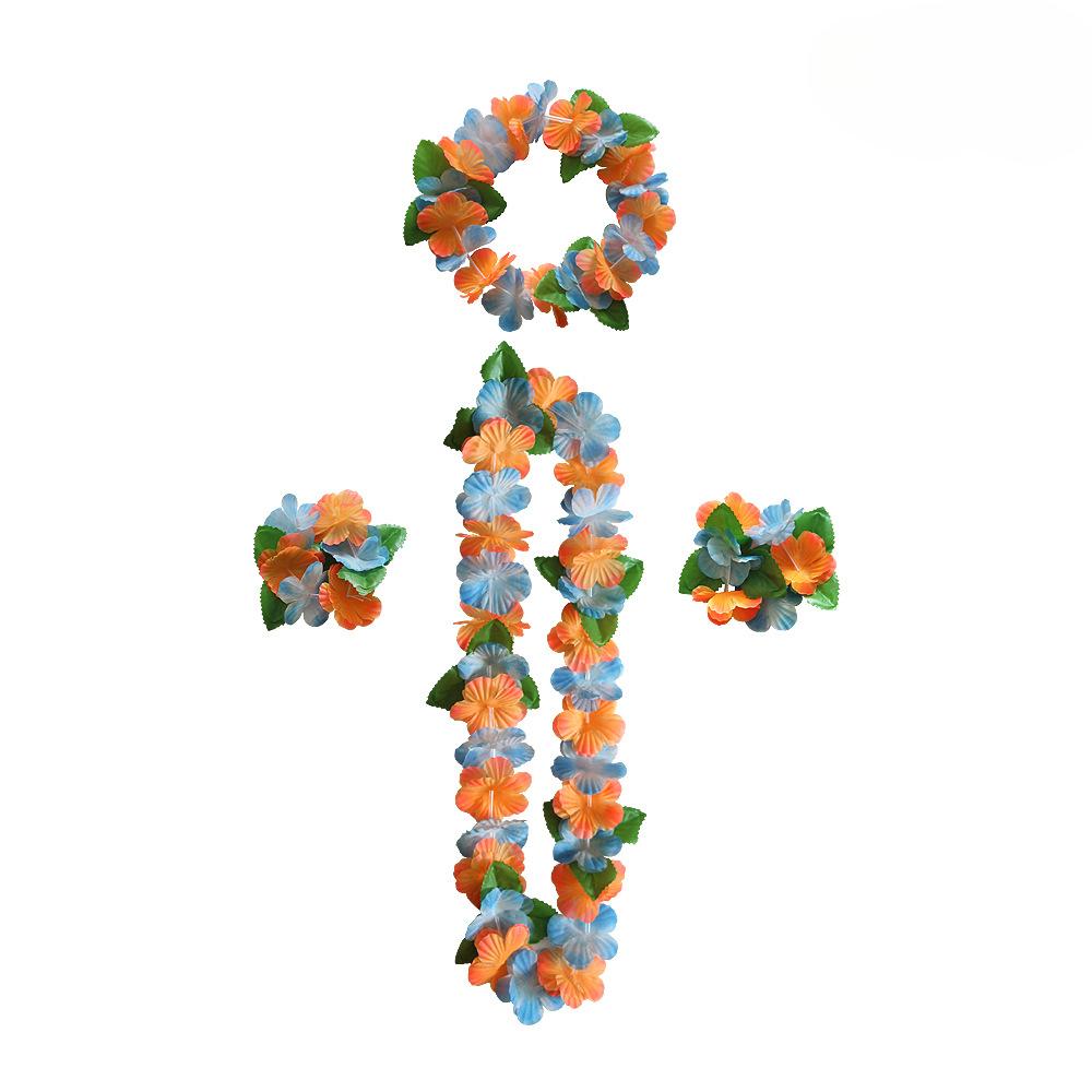 12 Color Petal Necklace Headband Bracelet Set of Four Festive Event Dressing Accessories Party Hawaiian Flower Ring