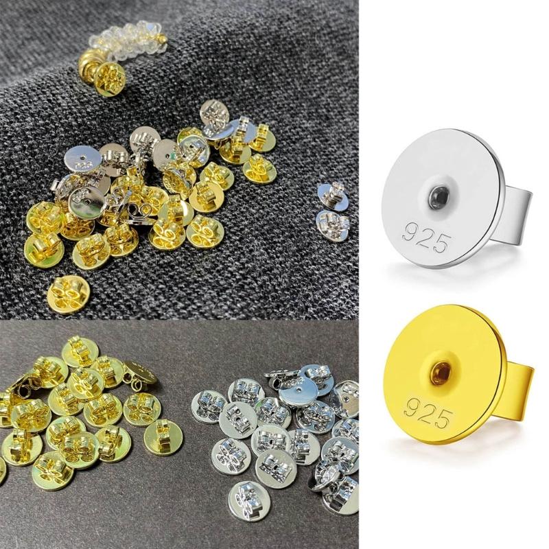 10pcs Metal Earring Stopper Plugs Secure Ear Studs Back Clasps Accessories Earrings Closures for Jewelry Enthusiasts