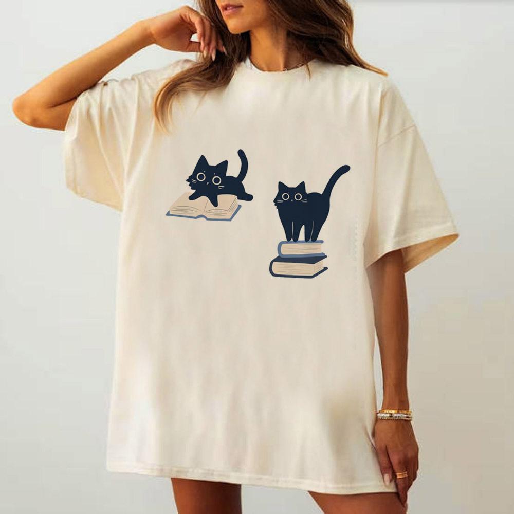 Cat shirt Women Punk Y2k Psychedelic Colorful Pastel kawaii shirt Grunge graphic Vintage streetwear