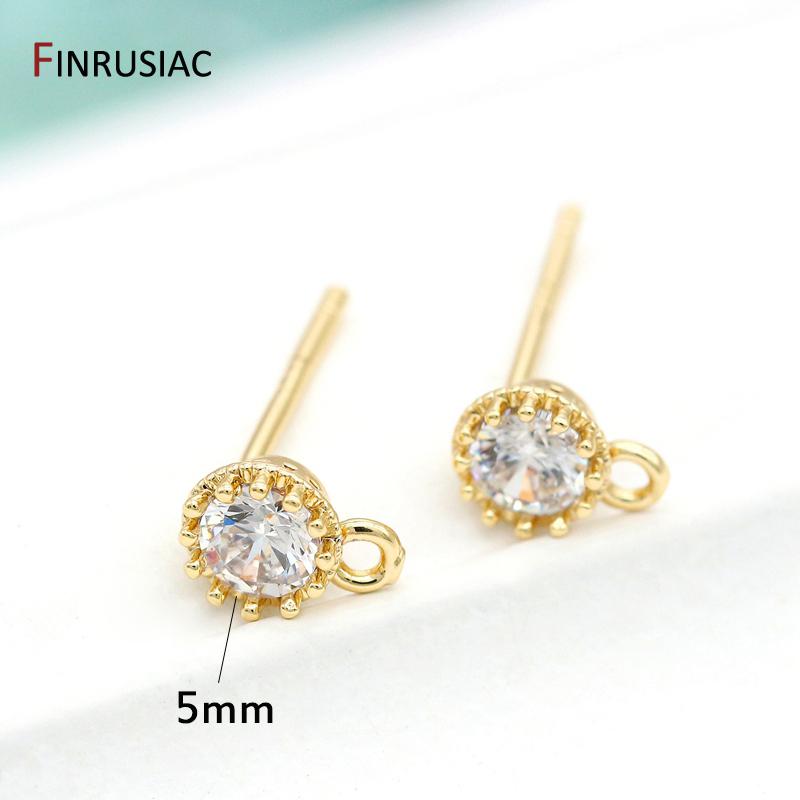 Handmade DIY Earring Making Supplies 14K Gold Plated Small Zircon Post Earrings Hooks Earring Findings Components