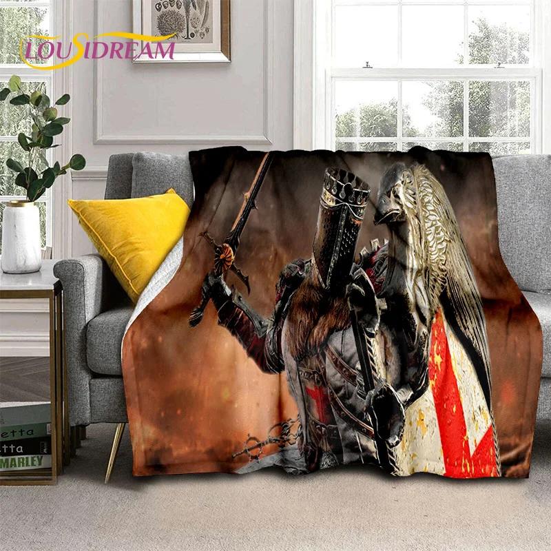 Cartoon Templar Cavalier Knight Crusaders Blanket,Soft Throw Blanket for Home Bedroom Bed Sofa Picnic Travel Office Blanket Kids