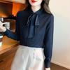 Women's Spring/Summer Bow Blouse: Trendy Long Sleeve Shirt for Autumn 2025