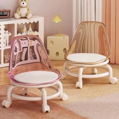 Trendiger Acrylhocker mit leisen Rollen und einstellbarer Höhe für Kinder und Erwachsene
