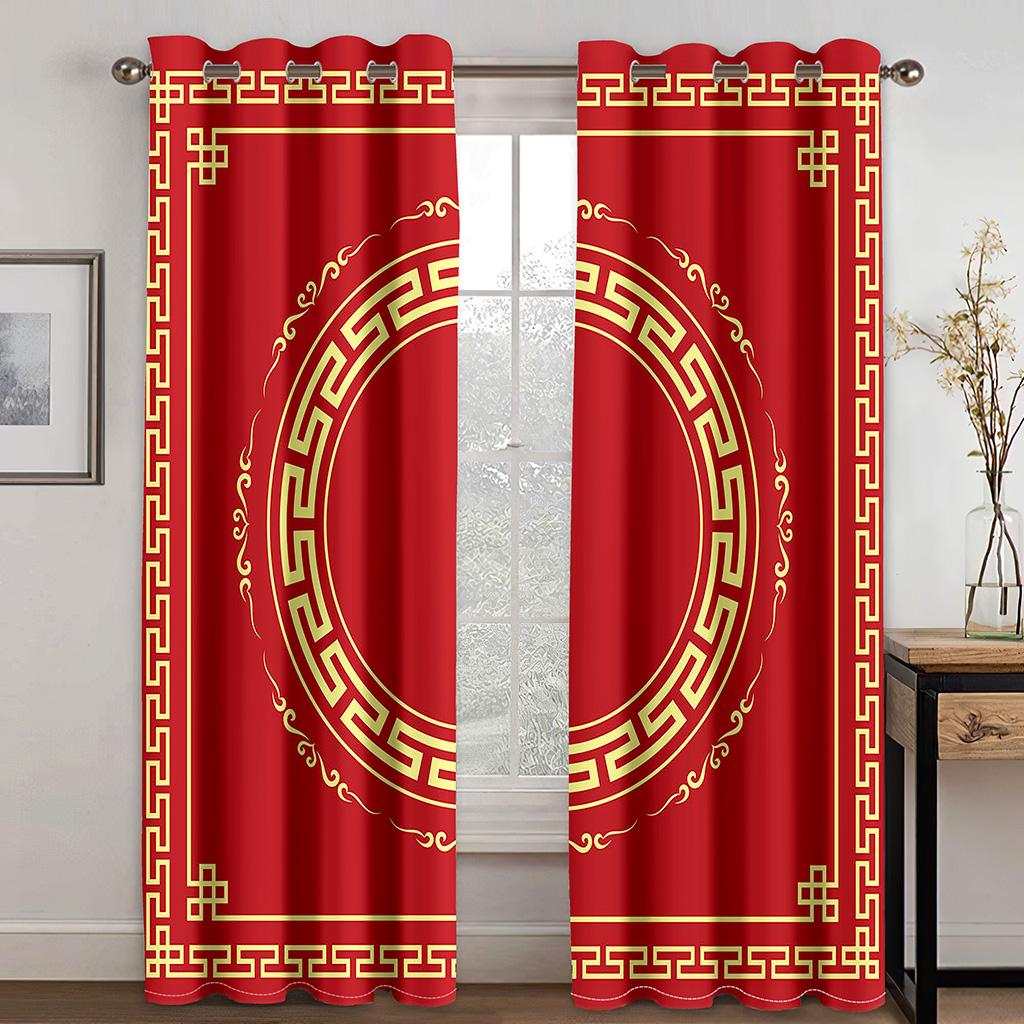 Gold Chinese Vintage Animal Plant Luxury Window Curtains In the Kids Bedroom Living Room Hall Treatments Kitchen Drapes Blinds