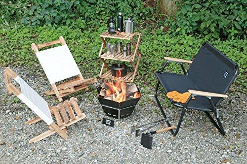 Captain Stag UG-50 CS Black Label BBQ Stove, Fire Pit, and Dutch Oven, 3-in-1, Hexa Stainless Steel Fire Grill with Bag